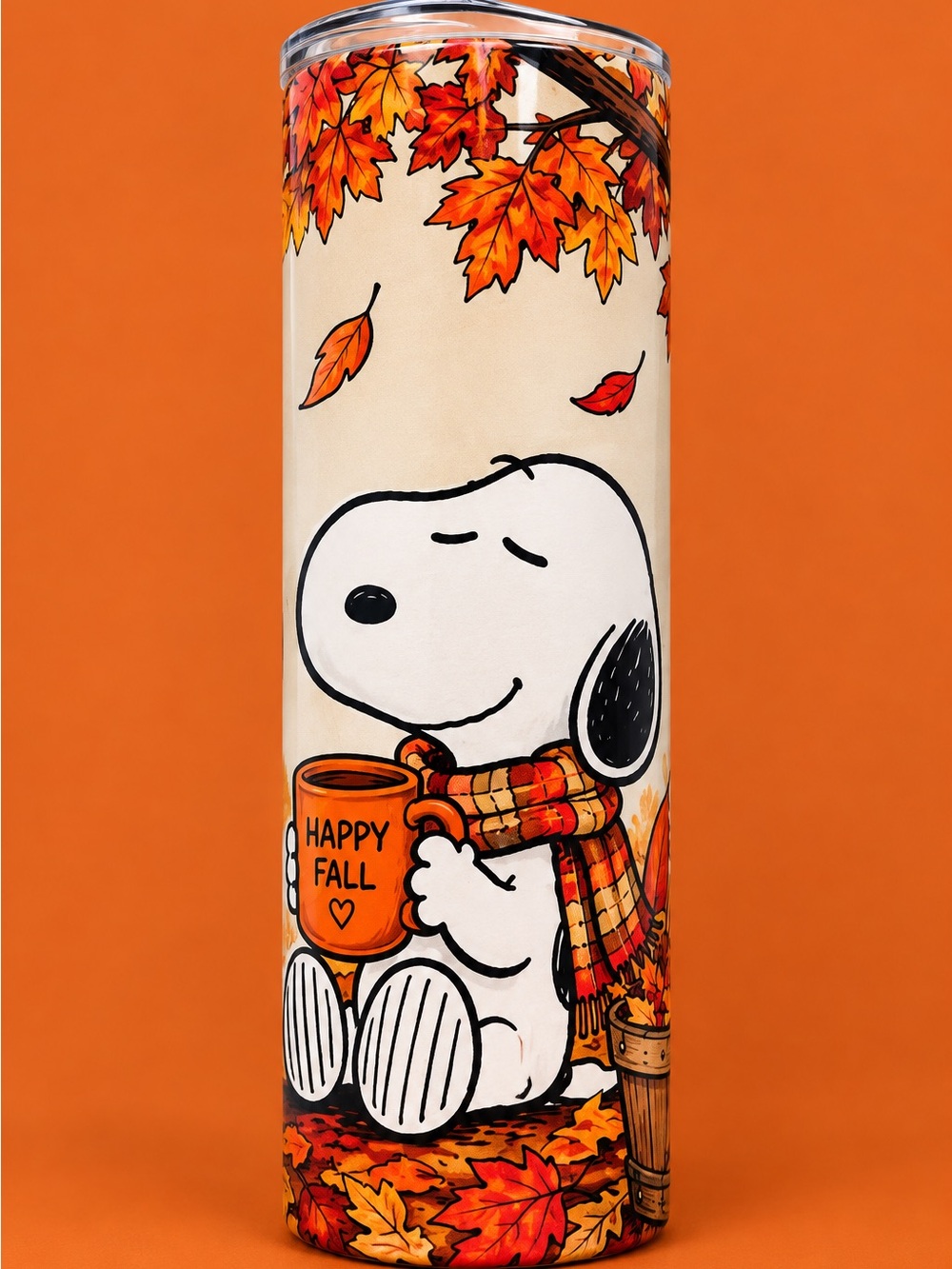 Peanuts Fall Snoopy Tumbler in Orange & Cream